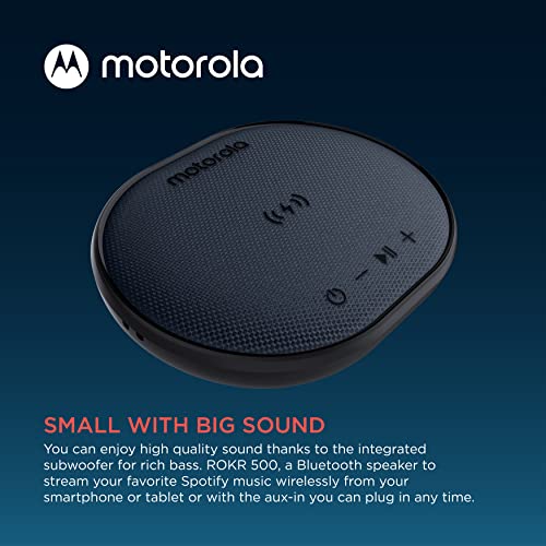 Bluetooth Speaker with Wireless Charging Pad - ROKR 500 Portable Speaker with Microphone for Handsfree Calls - IPX6 Water Resistance - Sleek Design with Rich Bass - Black