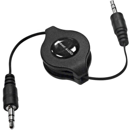 '- SA-iERet3-2Pack - 2 Pack of 3 Foot Retractable 1/8" (3.55mm) Stereo Male to Male Patch Cables for Connecting Mobile Devices