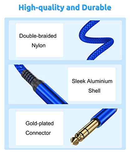 1/4 Electric Guitar Speaker Cable 10FT, Instrument Amp Cord Yamaha Studio Monitor Cables Balanced Balanced Quater Inch Audio Cords 6.35 MM Wire for Electric Guitar Bass,Mixer, Speakers,15