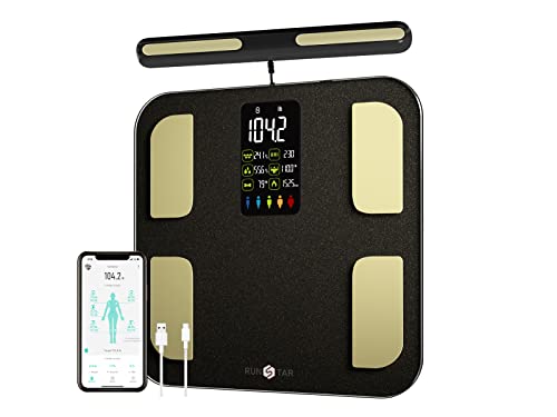 Scale for Body Weight, 8 Electrodes High Accurate Rechargeable Composition Analyzer with Heart Rate Heart Index Body Fat Scale Digital Bathroom Scale Composition Muscle  Fat Measurement 400