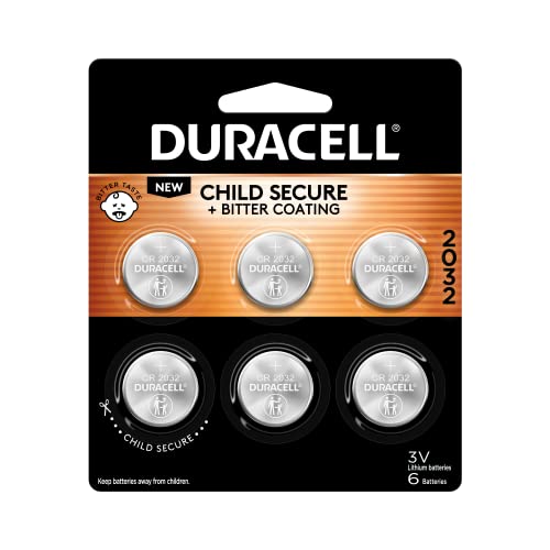 CR2032 3V Lithium Battery, Bitter Coating Discourages Swallowing, Lithium Coin Battery for Key Fob, Car Remote, Glucose Monitor, CR Lithium 3 Volt Cell, 6 Count (Pack of 1)