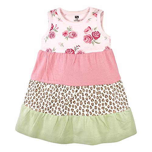 girls  Cotton Dresses, Blush Rose Leopard, 0-3 Months Casual Dress, Blush Rose Leopard, 3 Months US