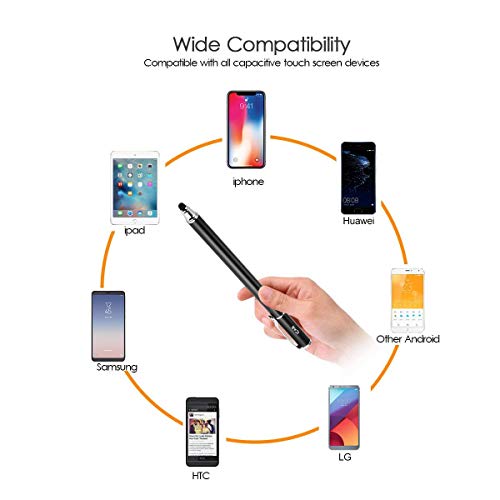 (2 Pcs)[0.18-inch Fine Tip ] Stylus Touch Screen Pens 5.5" L Perfect for Drawing Handwriting Gaming Compatiable with Apple iPad iPhone Samsung Tablets and all Other Touch Screens Come with 10 Extra Ru