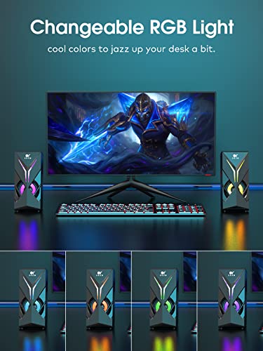 OROW Computer Speakers,1OW Speakers for PC 2.0 Channel Gaming Speakers RGB Speakers for Monitor,3.5mm Aux Input Multimedia Desktop Speaker