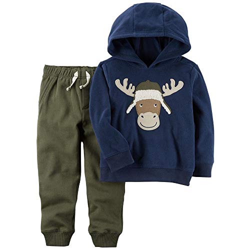 Carter s Boys  2-Piece Fleece Pullover   Jogger Set, Navy Green, 3 Months