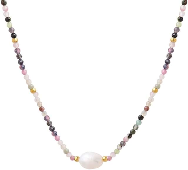 Colorful Boho Beaded Pearl Necklace for Women
