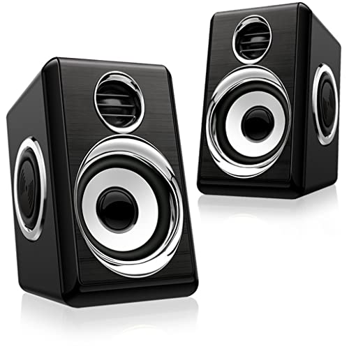 1 Pair USB+AUX Wired Computer Speakers Bass Reinforcement 4 Diaphragm for Laptop Desktop 8W High Power Loudspeaker (Color : Silver)