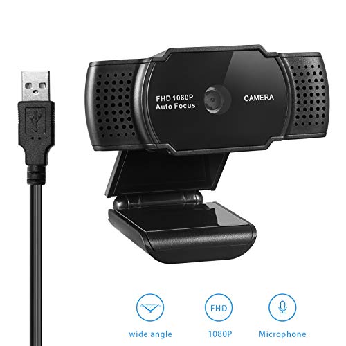 1080P Web Camera - Auto Focus Full HD USB Webcam with Microphone,Privacy Cover for PC, Mac, Laptop, Notebook, Compatible with Windows 10/8 / 7, XP, Mac/Android