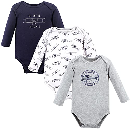 Uni   Cotton Long-Sleeve Bodysuits, Aviation, 0-3 Months