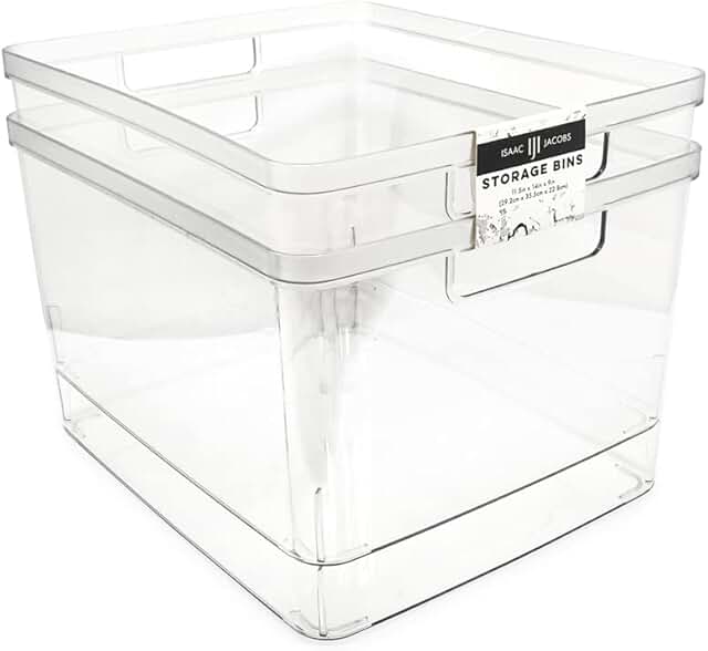 Two Extra-Large Clear Storage Bins with Handles