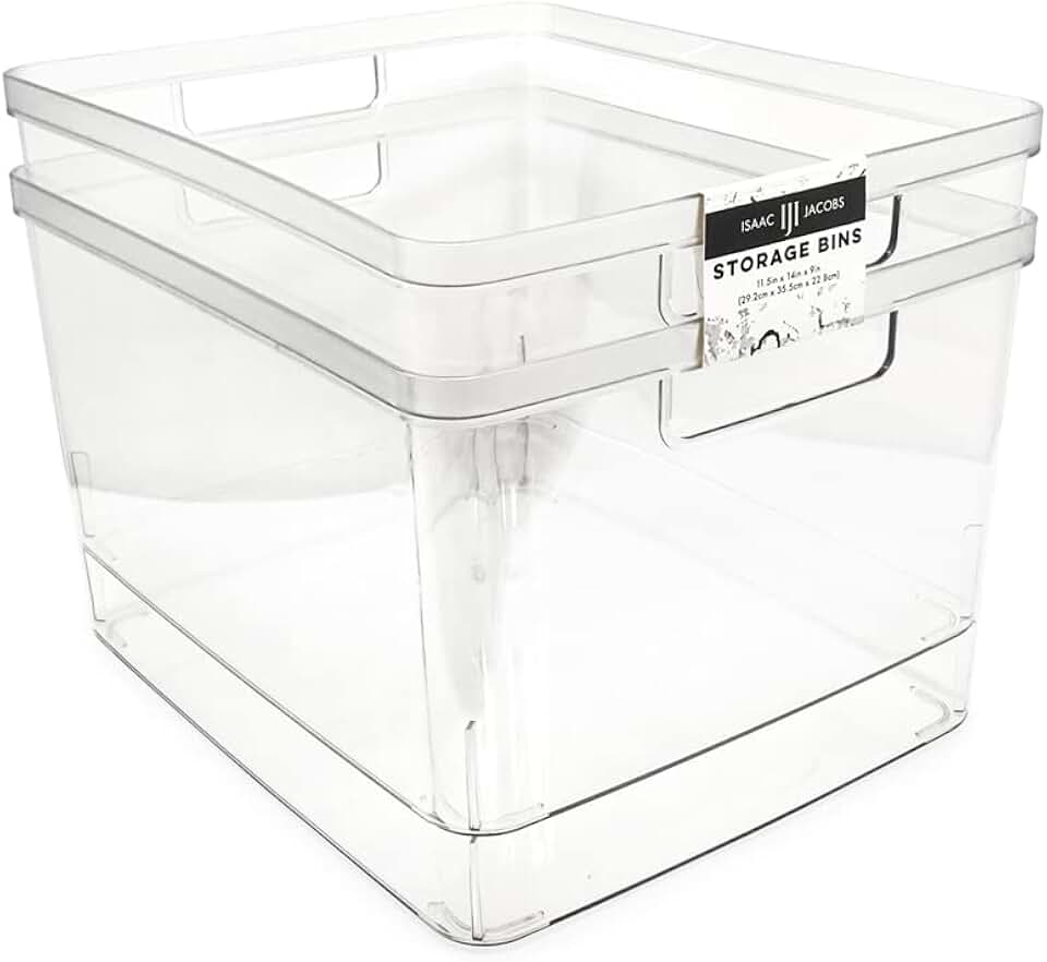 Two Extra-Large Clear Storage Bins with Handles