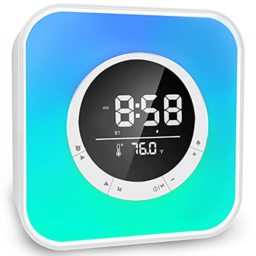 Bluetooth Speaker Alarm Clock, Multi-Color Touch Control Night Light , Bedroom Alarm Clock, MP3 PlayerBest Gift for Teens Girls/Boys Adult