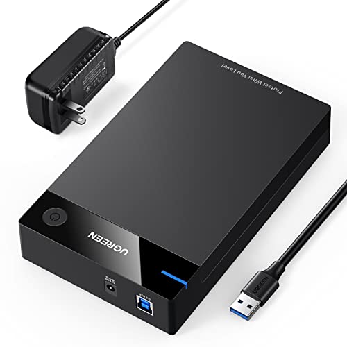 External Hard Drive Enclosure for 3.5 2.5 Inch SATA SSD HDD USB 3.0 to SATA III Hard Drive Case with UASP 12V Power Adapter Compatible with WD Seagate Toshiba Samsung Hitachi PS4 Xbox