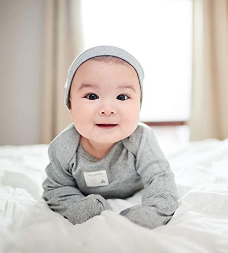 girls Romper Jumpsuit, 100%  Cotton One-piece Coverall and Toddler Footie, Heather Grey/White 2-pk, 0-3 Months US