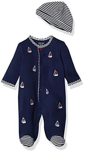 boys Footie Hat infant and toddler rompers, Navy, 0-3 Months US