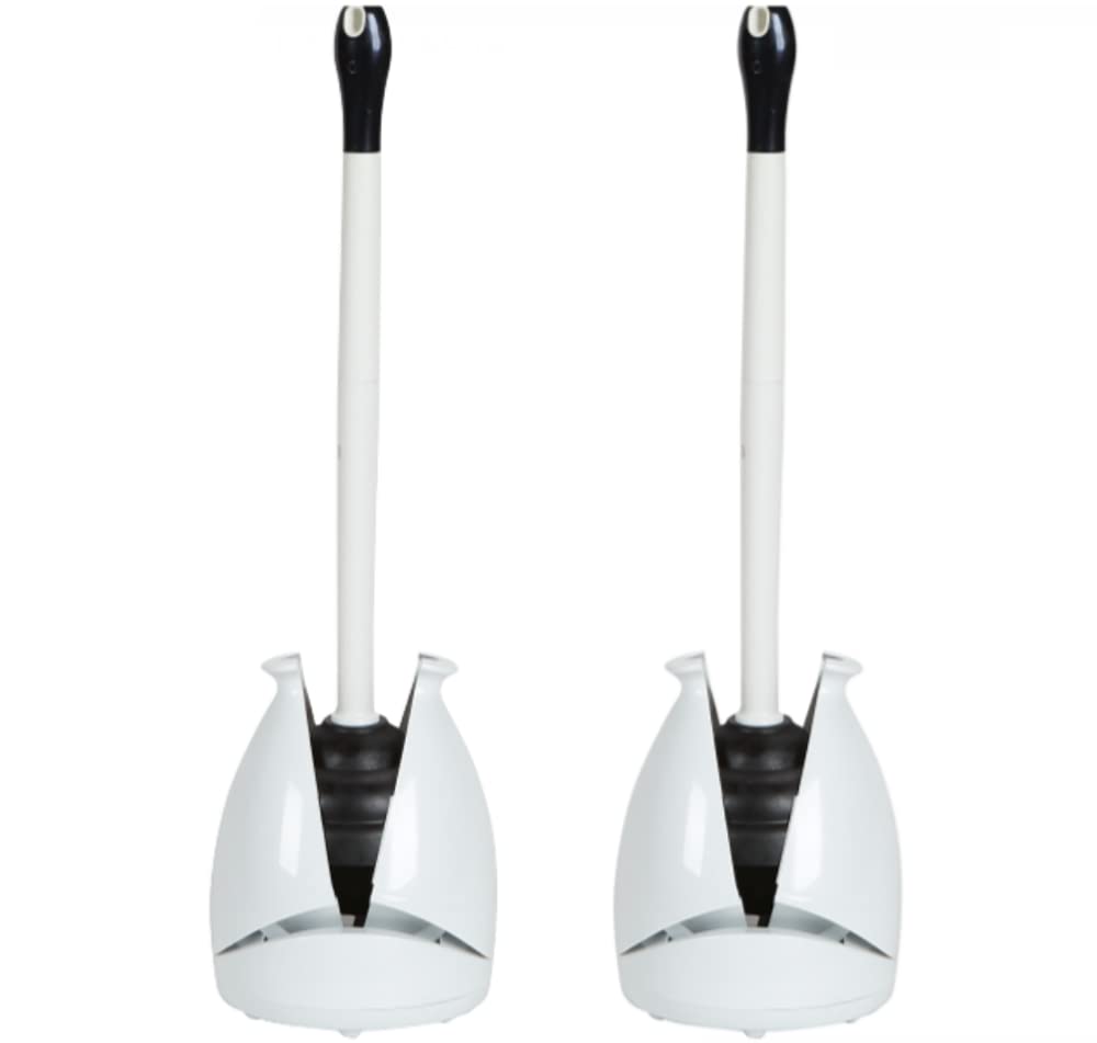 2 Pack Tet Plunger, Hide ay Tet Plunger with Caddy, Plungers for Bathroom with Holder, Heavy Duty Tet Plunger with Holder  White