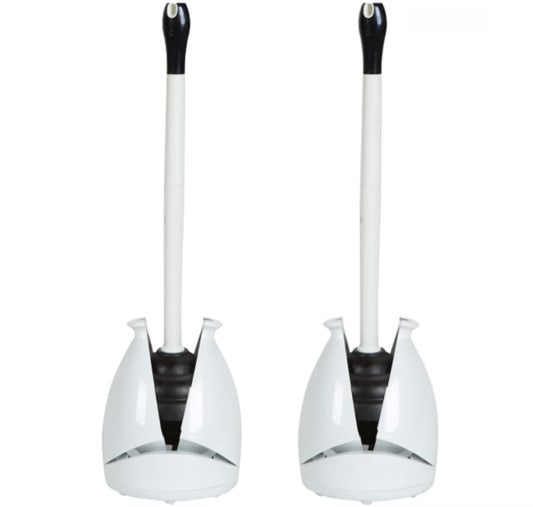 2 Pack Tet Plunger, Hide ay Tet Plunger with Caddy, Plungers for Bathroom with Holder, Heavy Duty Tet Plunger with Holder  White