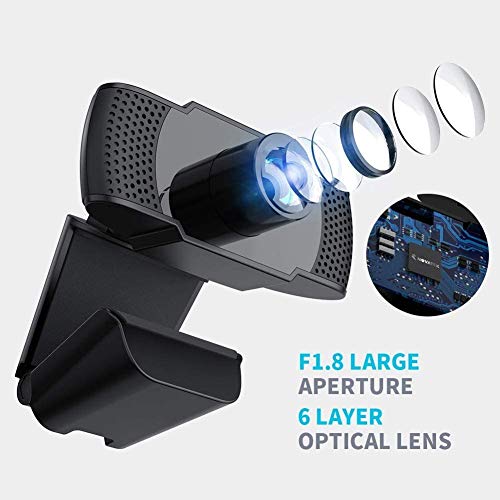 2020 [Upgraded] 1080P HD Webcam with Microphone, Laptop Desktop PC Web Camera 2MP, 30fps, USB Plug and Play Video Computer Camera for Live Streaming, Gaming, Calling and Conferencing (Black)