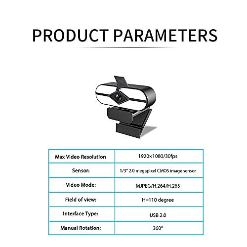 1080P HD Webcamera, Webcam Comes with Privacy Cover and Microphone, Plug and Play Without The Driver. for Zoom/Skype/Teams, Conferencing and Video Calling