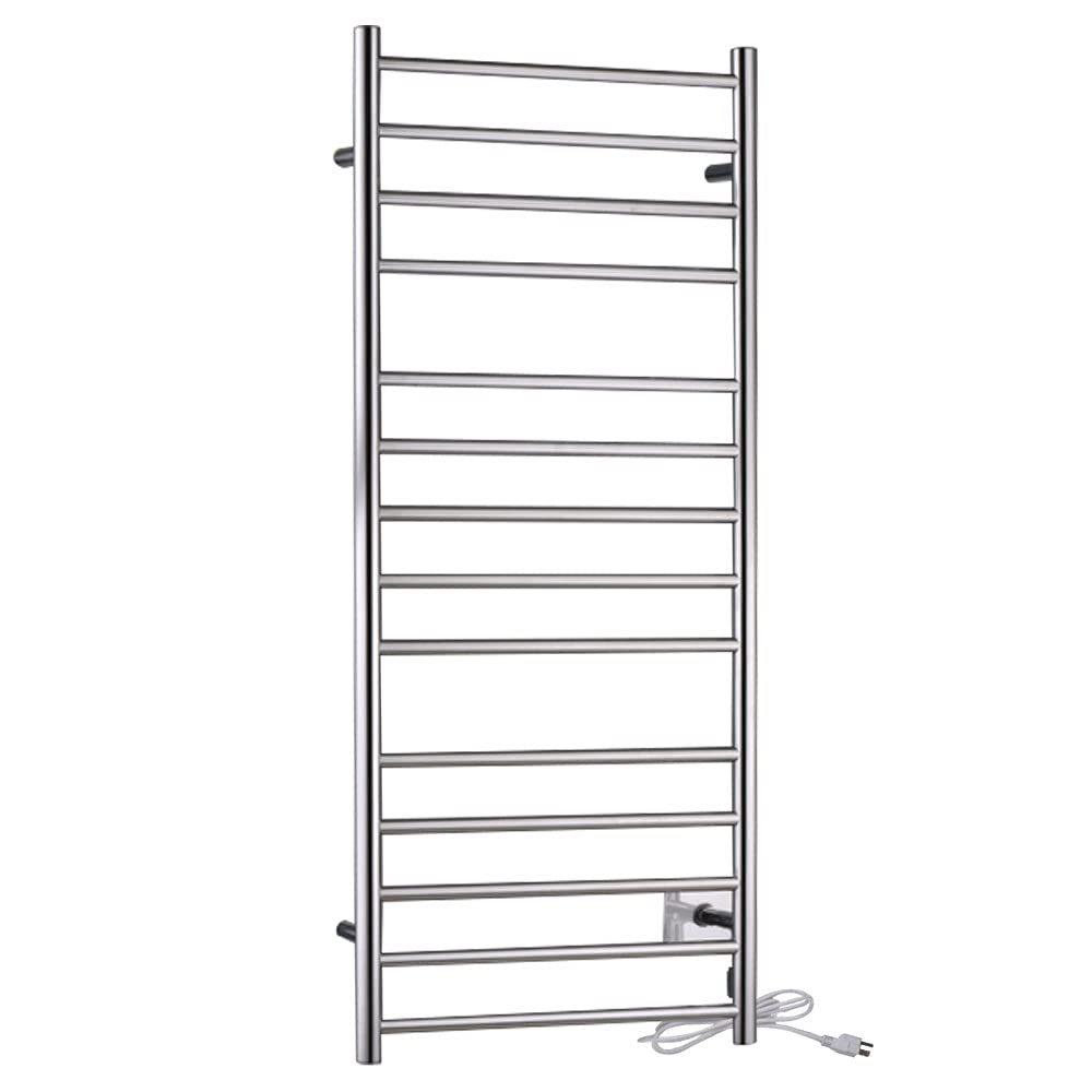 Elgon 14-Bar Stainless Steel Wall Mounted Towel Warmer Rack in Polished Chrome  160W Quick Warming ETL Tower Heater Rail  Hardwired Plug-in Towel Dryer  TW-WM105CH