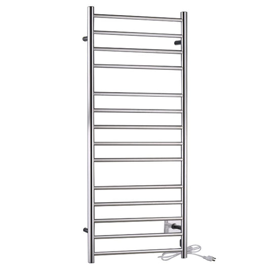 Elgon 14-Bar Stainless Steel Wall Mounted Towel Warmer Rack in Polished Chrome  160W Quick Warming ETL Tower Heater Rail  Hardwired Plug-in Towel Dryer  TW-WM105CH
