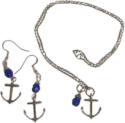 Dark Blue Crystal Necklace and Earring Set