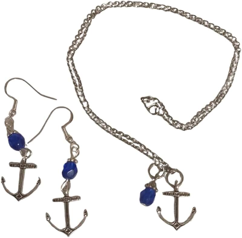 Dark Blue Crystal Necklace and Earring Set