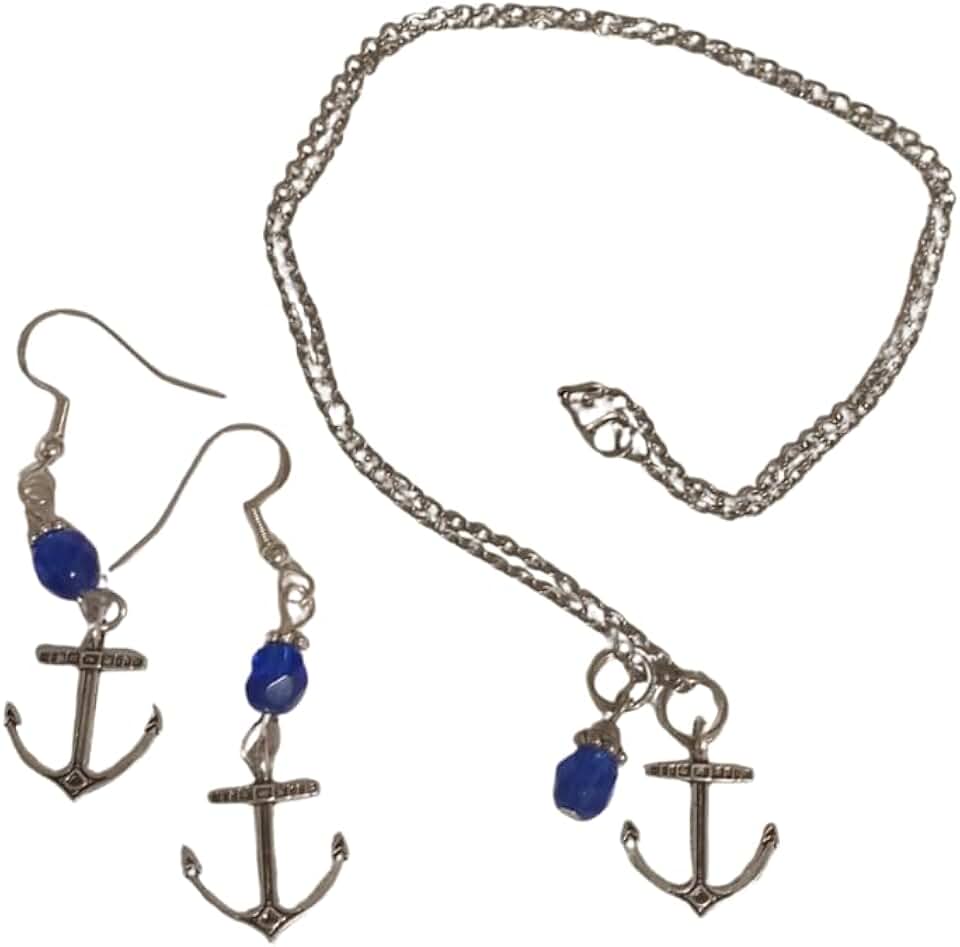 Dark Blue Crystal Necklace and Earring Set