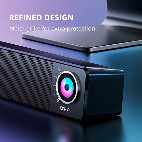 Computer Speakers Dynamic RGB Computer Sound Bar Bluetooth 5.0 & 3.5mm Aux-in Connection USB Powered PC Speakers for Desktop Laptop Speaker, Small PC Speaker with Hi-Quality Sound
