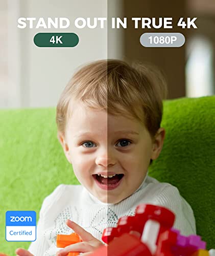 Zoom AI 4K Webcam, 8X Digital Zoom, 106 FOV, Auto Framing, Dual mics Noise Cancellation, USB Webcam Ideal for Meeting, Conference, Remote Education, HD Live Streaming