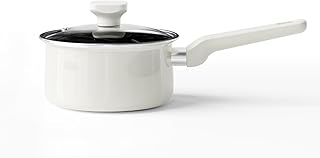 White 2.1 Qt Enamel Cast Iron Sauce Pot with Lid