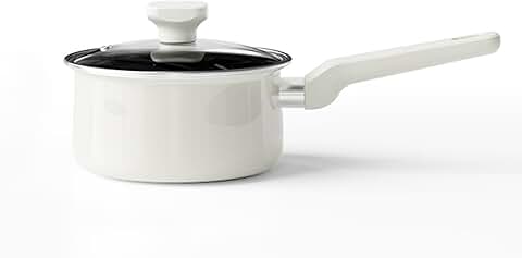 White 2.1 Qt Enamel Cast Iron Sauce Pot with Lid