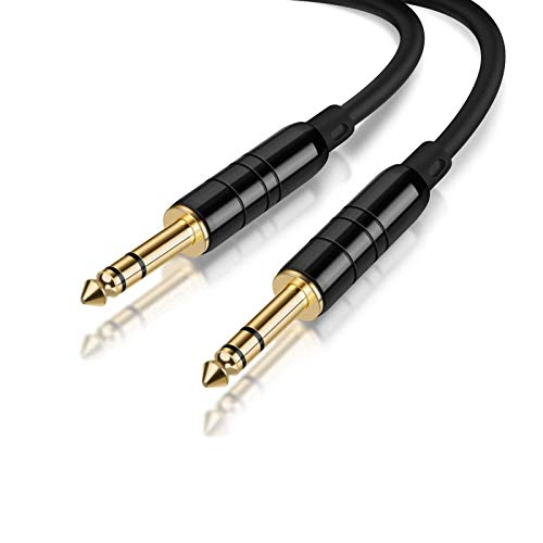 1/4 TRS Cable, 50 Feet 1/4 Inch to 1/4 Inch 6.35mm Balanced Stereo Audio Cable for Studio Monitors,Mixer,Yamaha Speaker/Receiver,Black