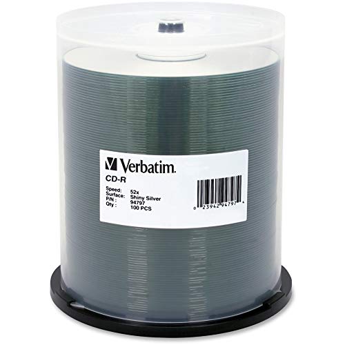 94797 CD-R, 52X Speed, 700MB/80Min, Shiny Silver, 100/PK