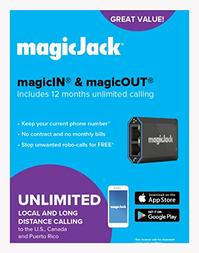, New 2022 VOIP Phone Adapter, Portable Home and On-The-Go Digital Service. Unlimited Calls to US and Canada. NO Monthly Bill | Featuring magicIN & magicOUT Service