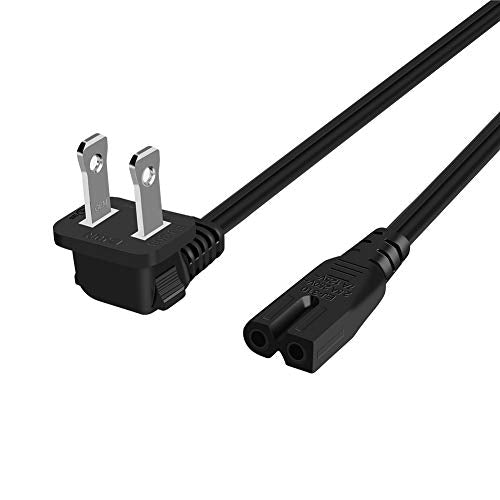 10 Feet 90 Degree 2-Slot Polarized Power Cord, 18 AWG Angled IEC320 C7 to NEMA 1-15P Power Cable, 3M/Black