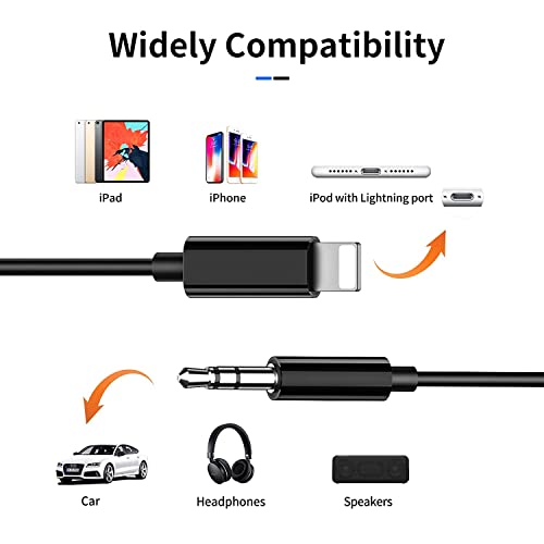 (Apple MFi ) iPhone AUX Cord for Car Stereo,Lightning to 1/4 Inch Audio Cable,3.3ft, Headphone Jack Adapter Male Aux Stereo Audio Cable Compatible for iPhone 13/12/11/XR/X/8/7 (Black)
