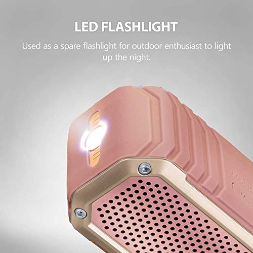 Bluetooth Speakers with Lights, Loud Dual Driver Wireless Portable Speaker, HD Audio Enhanced Bass, Built in Mic Clear Call Support Aux Input, TF Card, FM Radio Long-Lasting Battery Life (Pink)