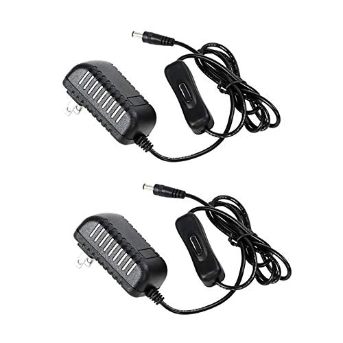 12V 1A Power Supply with Switch for DC 12 Volt LED Strip Lights, Under Cabinet Light, CCTV Security Camera,1000mA 12W Max, Pack of 2