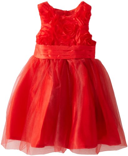 Girls Red Rosette Party Dress, Multi, 0-6 Months