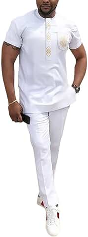 African Parent-Child Embroidery Dashiki Set with Shirt and Pants