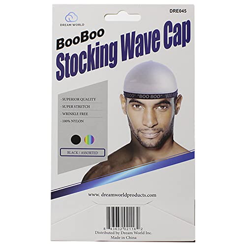 Boo Boo STOCKING WAVE CAP, Wire Eastic Band (Item #045 Black)