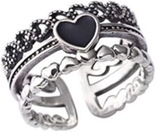 Multilayer Stackable Heart Bead Adjustable Ring for Women