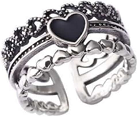 Multilayer Stackable Heart Bead Adjustable Ring for Women