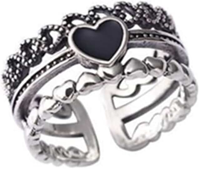 Multilayer Stackable Heart Bead Adjustable Ring for Women
