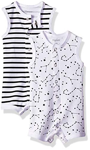 Ultimate Baby Flexy 2 Pack Sleeveless Rompers, Black Stripe, 6-12 Months