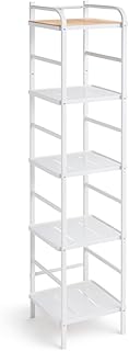 Slim 5-Tier Storage Shelf with Bamboo Accent