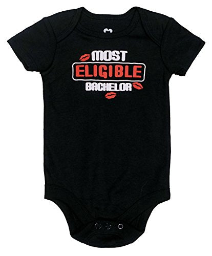 Topsville, Inc. Assorted Love   Heart Boys   Girls  s Day Bodysuit Outfit  0-3 Months, Most Eligible Bachelor