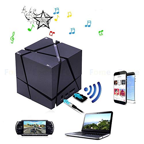Bluetooth Speakers with Colorful LED Light, Mini Portable Wireless Cube Stereo Speaker Music Player Hand Free Outdoor for iPhone Samsung MP3 MP4 Player Tablet Laptop Computer (Black)