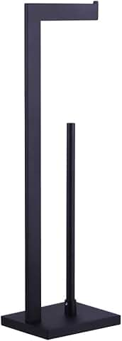 Matte Black Free Standing Toilet Paper Holder with Shelf